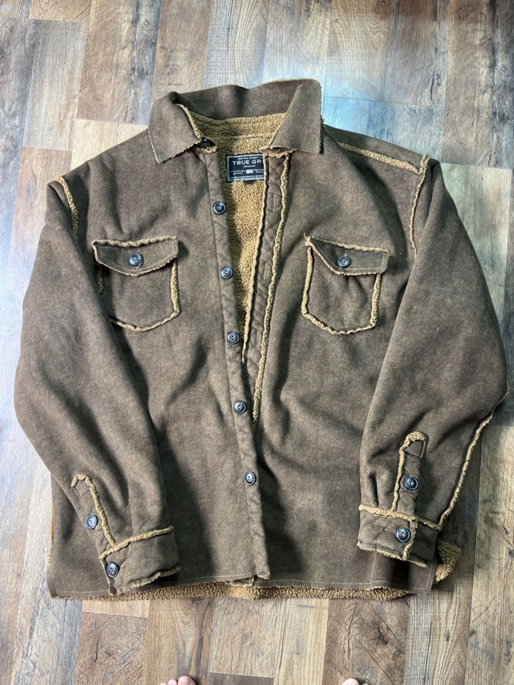 True Grit Brown Sherpa-Lined Shirt Jacket